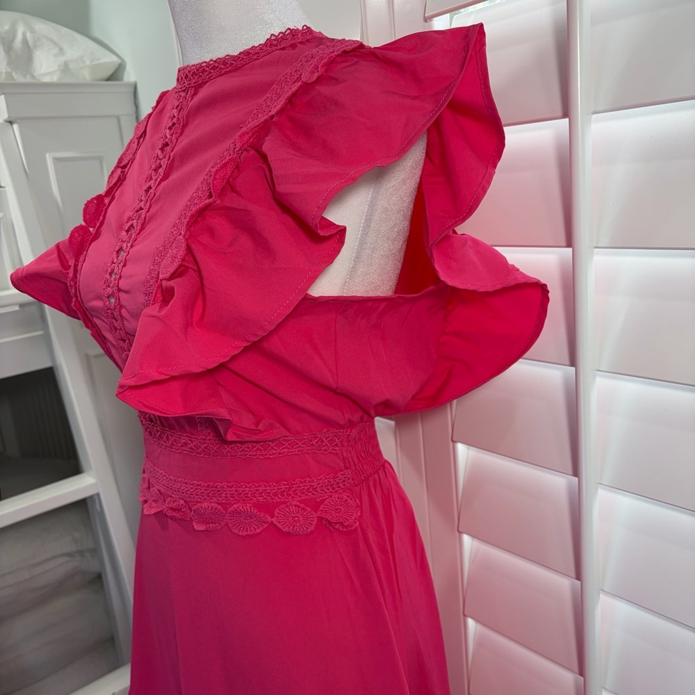 NWT Boutique Fuchsia Layered Cotton Maxi Dress size Small - Picture 4 of 9
